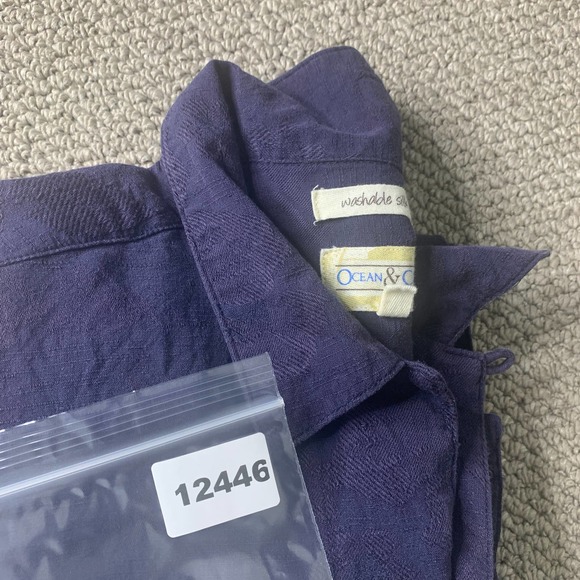 Ocean & Coast Mens Shirt Size Large Blue Washable Silk Short Sleeves Button Up - Picture 10 of 10